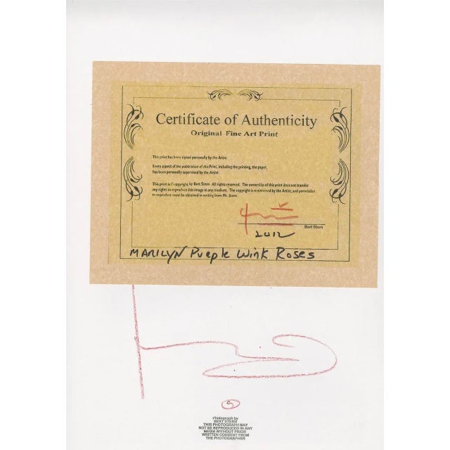 Bert Stern, Marilyn Monroe Purple Wink Roses, 2012, Paper For Sale - Image 4 of 6