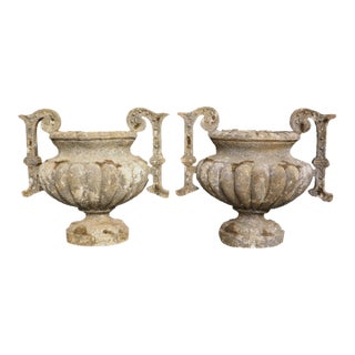 Pair of French Faux Limestone Jardiniere Theater Elements, 20th Century For Sale