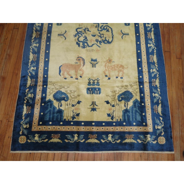 Expressionism Chinese Antique Pictorial Animal Elephant Rug For Sale - Image 3 of 6