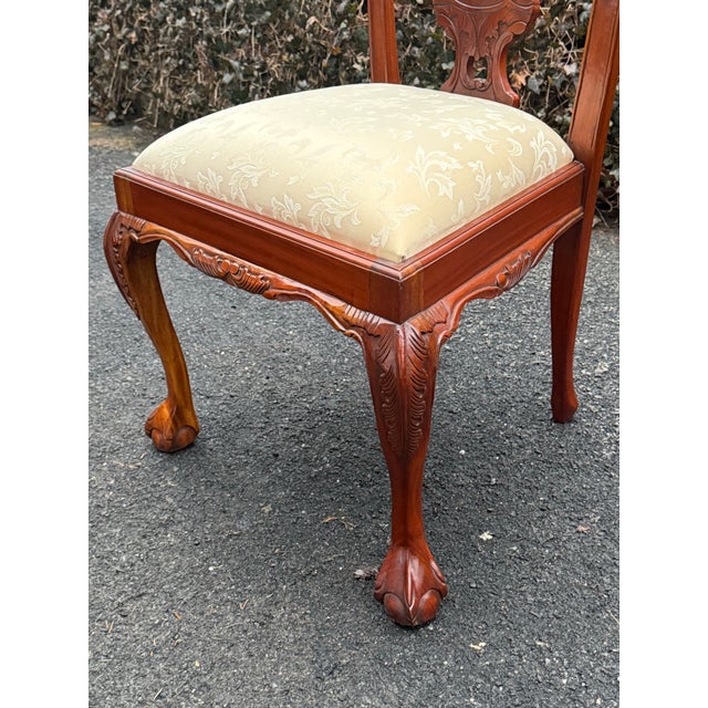 Brown Intricately Carved Rustic Mahogany Chippendale Dining Chairs - Set of 2 For Sale - Image 8 of 12