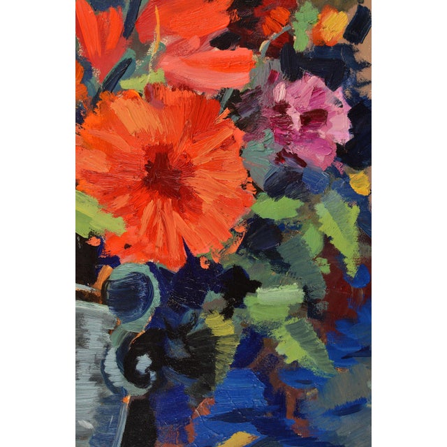 1960s Janis Krontals, Still Life with Flowers, 1969, Oil Painting on Cardboard For Sale - Image 5 of 8