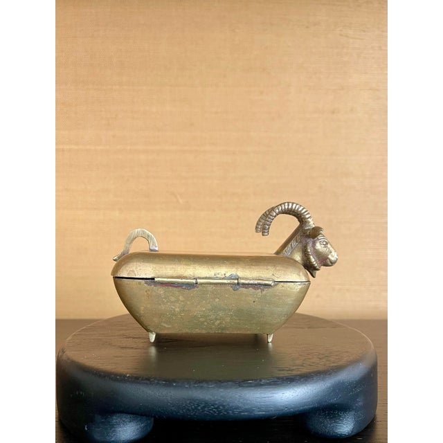 Early 20th-Century Anglo-Indian Brass Ram Form Betel Box For Sale - Image 10 of 12