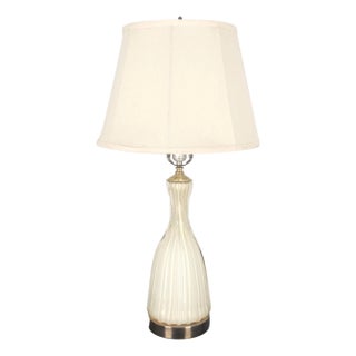 Off White Beige Bottle Shape Murano Glass Table Lamp MINT! For Sale