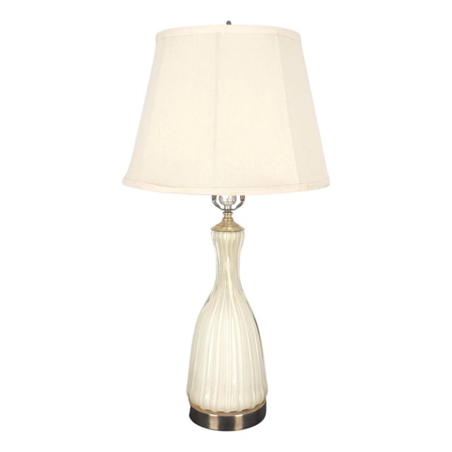 Off White Beige Bottle Shape Murano Glass Table Lamp MINT! For Sale