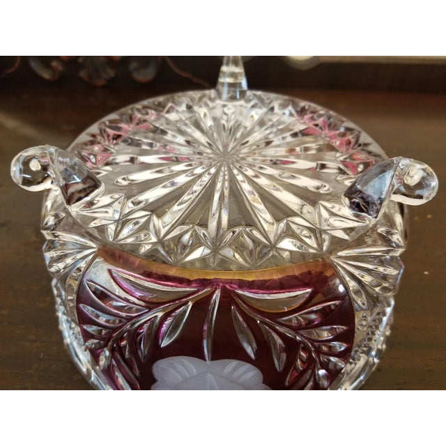 Cut to Clear Crystal Ruby Flash Fruit Bowl For Sale - Image 10 of 13