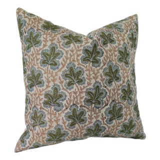 Block Print Pure Linen Throw Pillow Cover 12x20 Inch - Pushp Samhita For Sale