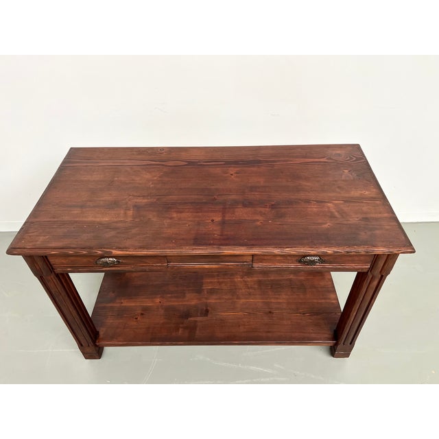 Small Pine Drapery Table, 1950s For Sale - Image 3 of 18