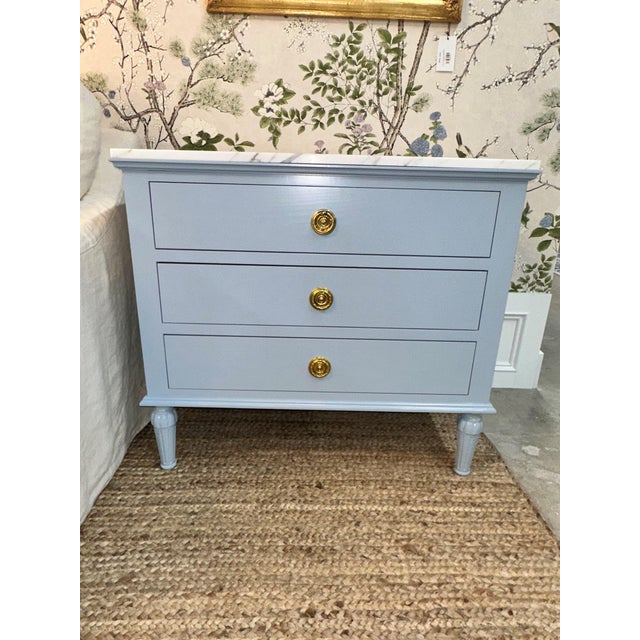 French Royal Nightstand With Statuary Marble Top For Sale - Image 3 of 8