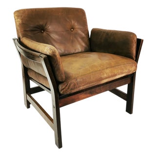 Mid-Century Leather Armchair, Denmark, 1960s For Sale