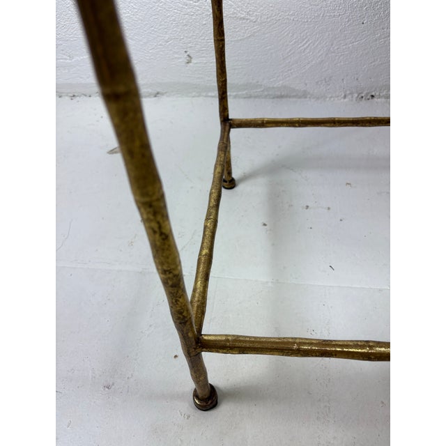 Gold Vintage Faux Bamboo Gilded Metal Nesting Tables For Sale - Image 8 of 9