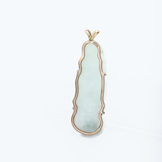 Metal Vintage Chinese 14k Gold & Jadeite Pendant For Sale - Image 7 of 13