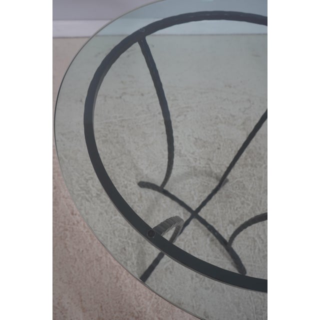 Stickley Stickley Round Glass Top Wrought Iron Base Bistro Tall Table For Sale - Image 4 of 11