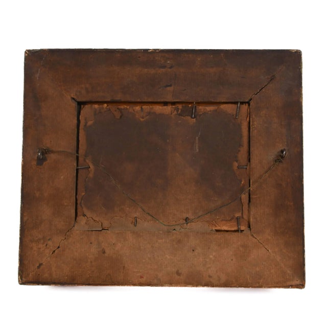 Victorian Ornate Walnut Frame and Print With Leather Banding For Sale In Greensboro - Image 6 of 11