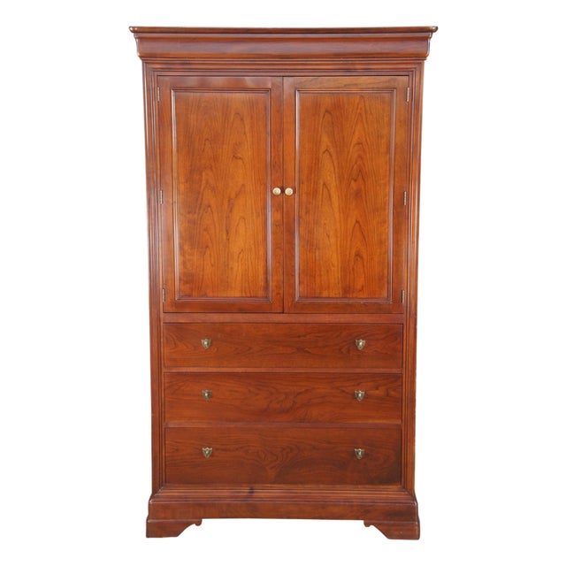 Stickley French Louis Philippe Style Cherry 2 Door Armoire Wardrobe Chest 78" For Sale