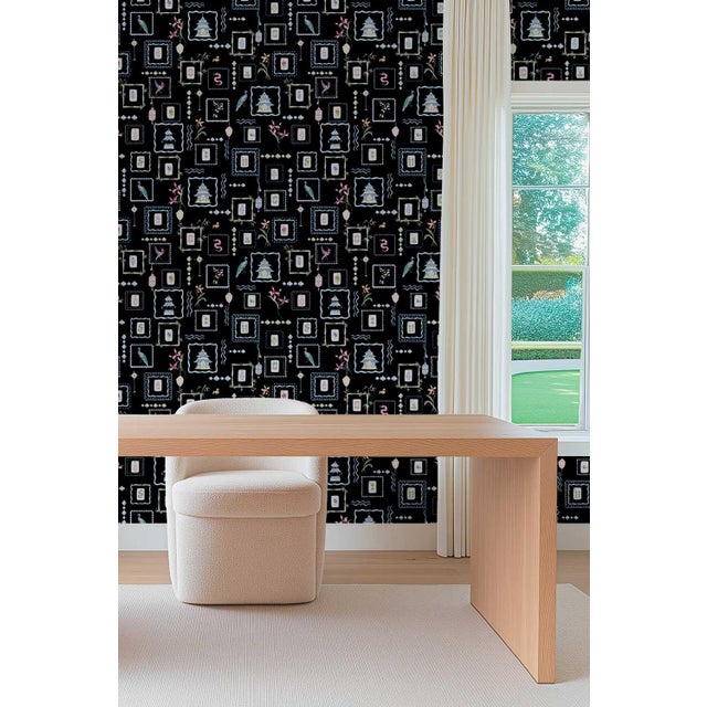 Mahjong Tile Grasscloth Wallpaper by House Party | Blank Black | 8 Yards For Sale - Image 4 of 8