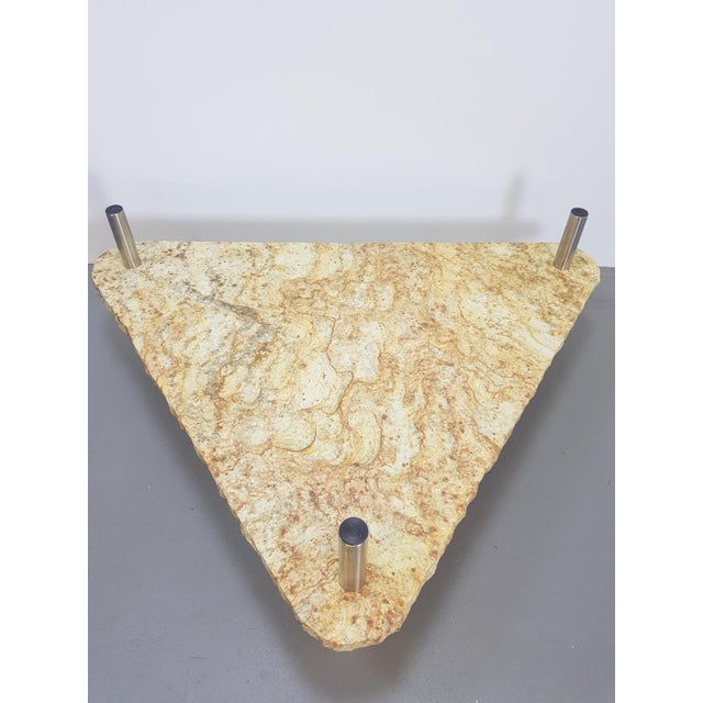 Brutalist Triangle Coffee Table in Marble and Stainless Steel, 1970s For Sale - Image 10 of 12