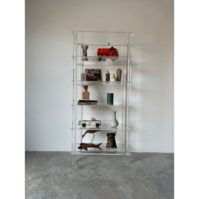 Mid Century Modern Thick Lucite Frame Six- Tier Etagere | Chairish