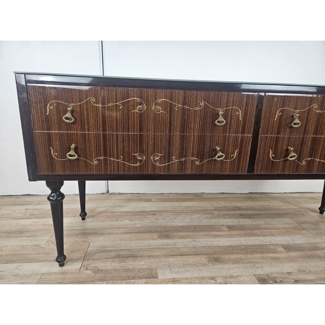 Mid-Century Chest of Drawers with Blue Glass and Four Drawers, 1960s For Sale - Image 9 of 18