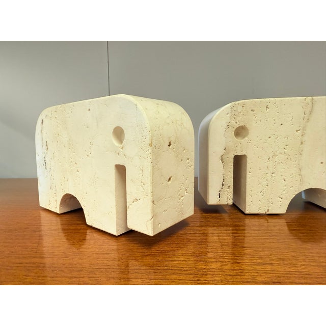 Elephant Travertine Bookends by Enzo Mari, 1970s, Set of 2 For Sale - Image 14 of 15