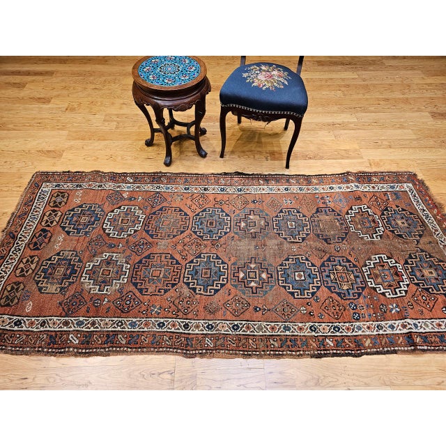 Antique Kazak Area Rug, Handwoven Wool Geometric Design, 1890s, 4' x 8' For Sale In Chicago - Image 6 of 17