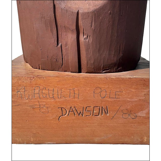 Wood Kwakiutl First Nation PNW Carved Cedar Totem Pole by Nancy & Anthany Dawson For Sale - Image 7 of 7