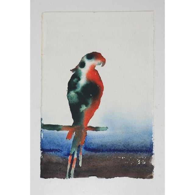 Late 20th century watercolor on heavy paper parrot painting. Signed Dale Wilhite lower right corner. Unframed.
