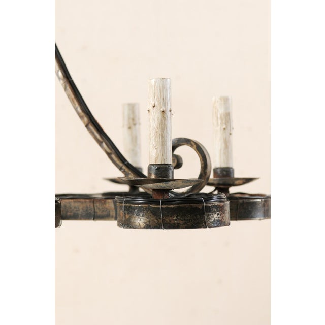 Mid 20th Century Vintage French Iron 8-Light Chandelier For Sale - Image 5 of 12