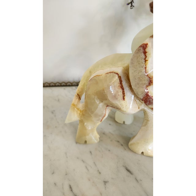 Vintage Large Carved Onyx Elephant Sculpture For Sale - Image 4 of 18