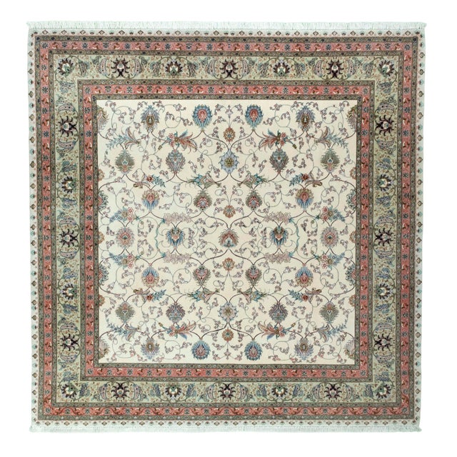 Hand-Knotted Tabriz 50 Raj Rug with Silk Content For Sale - Image 11 of 11