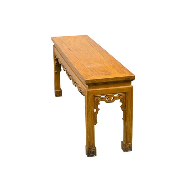 Elevate your living space with this antique-style low narrow wood bench and table, expertly crafted to blend timeless...