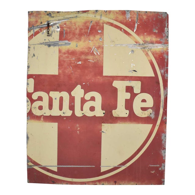 Vintage Primitive Rustic ExtraLarge Santa Fe Railroad Red & White