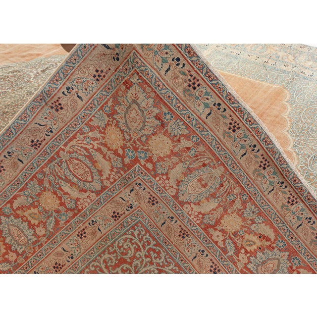 Antique Persian Tabriz Handmade Wool Rug For Sale - Image 4 of 9