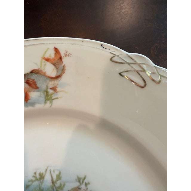 Late 19th Century Antique Porcelain Fish Plates With Gold Detail, Set of 4, Circa 1890–1900 For Sale - Image 5 of 17