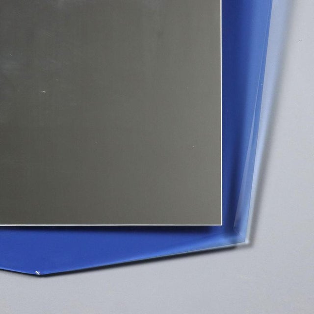 Vintage Rectangular Mirror with Blue Glass Frame, 1960s For Sale - Image 6 of 11