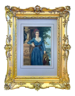 Late 19th Century "Portrait of a Standing Lady" Watercolor Painting by Sir James Dromgole Linton, Framed