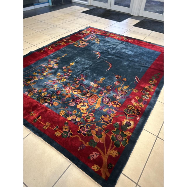 1930s Antique Art Deco Chinese , 8'9" X 11'4" For Sale - Image 5 of 9