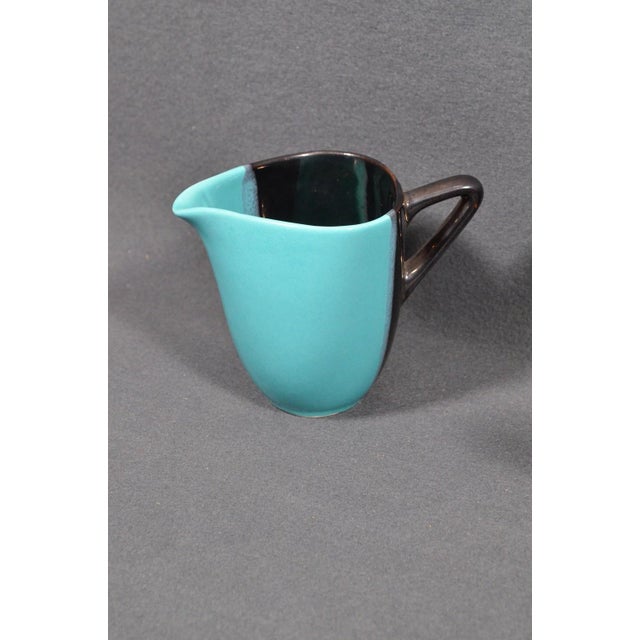 Ceramic Mid 20th Century Vallauris – Black and Turquoise Blue Faience Coffee Set - 15 pcs For Sale - Image 7 of 18