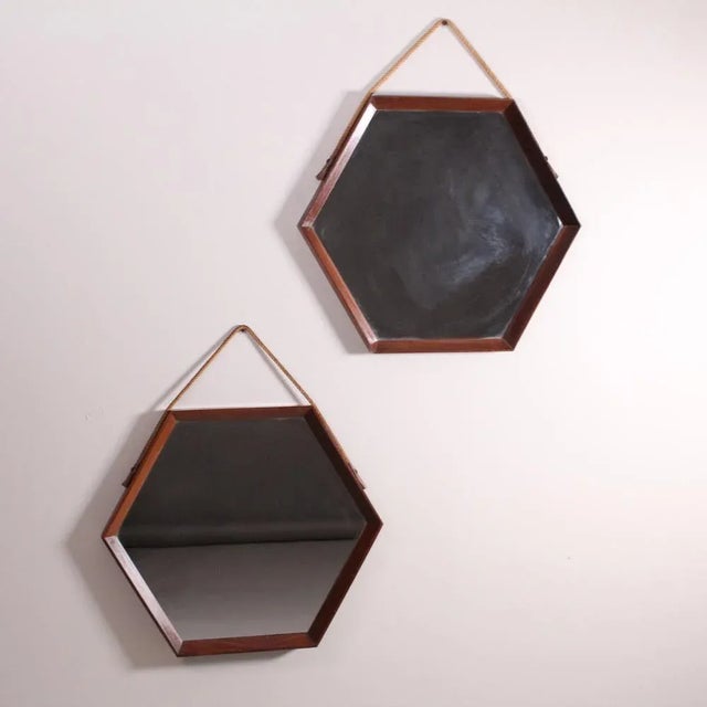 Mirrors with Octagonal Wooden Frame, Set of 2 For Sale - Image 10 of 11