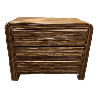 1970s 3 Drawer Split Reed Chest Dresser in the Manner of Gabriella Crespi For Sale