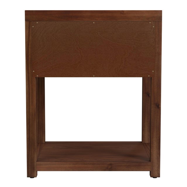 Nora 21 in. W Rectangular Wood 1 Drawer Small Nightstand with Lower Open Shelf, Walnut For Sale In Chicago - Image 6 of 8