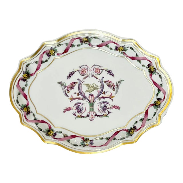 Vintage Richard Ginori Ripallo Pattern Small Gilt Decorated Porcelain Dish With Butterflies For Sale