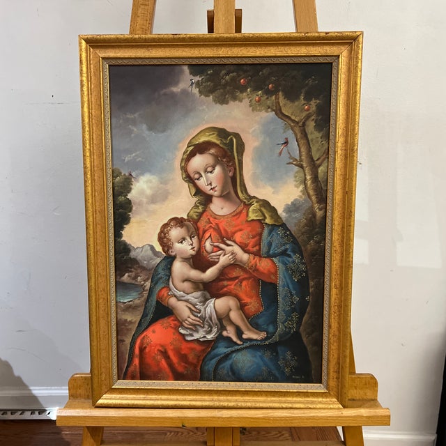 20th Century oil on canvas signed framed Cuzco school