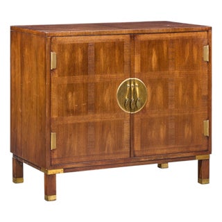 Michael Taylor for Baker Milling Road Walnut and Brass Cabinet Credenza For Sale