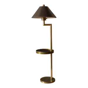 Vintage Black and Brass Sculptural Floor Lamp With End Table by Hart Associates
