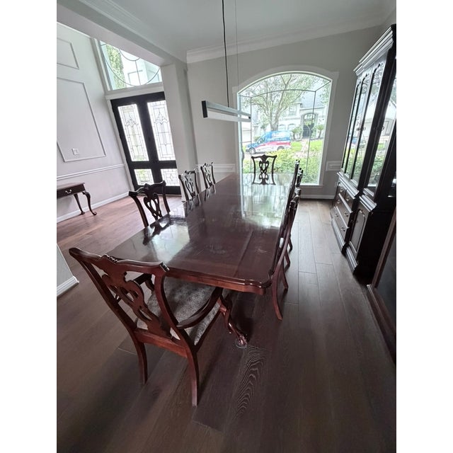 Chippendale Mahogany Dining Set – Table, 8 Carved Chairs & Extension Leaves For Sale - Image 11 of 11