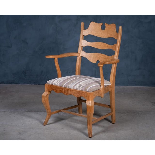 Mid-Century Modern Razorblade Armchair in Oak by Henning Kjærnulf, 1960s For Sale - Image 3 of 11
