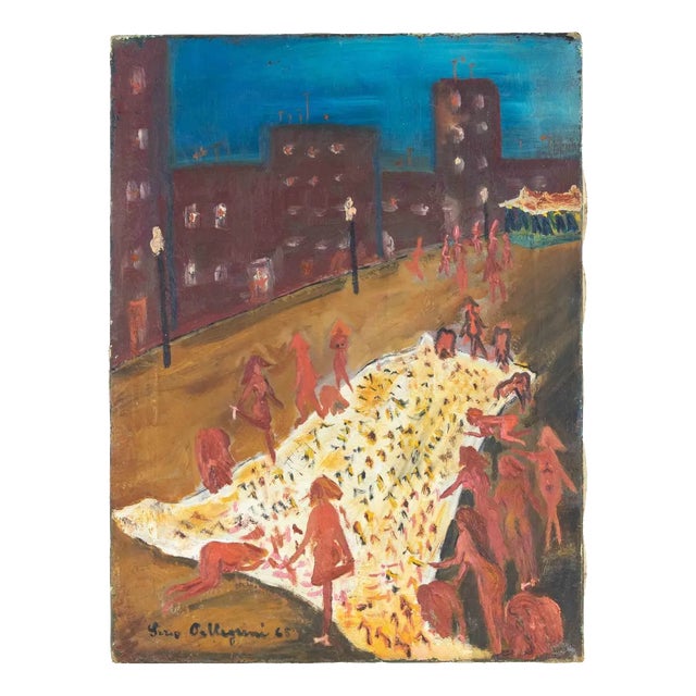 Sirio Pellegrini, The Celebration, Painting, 1965 For Sale