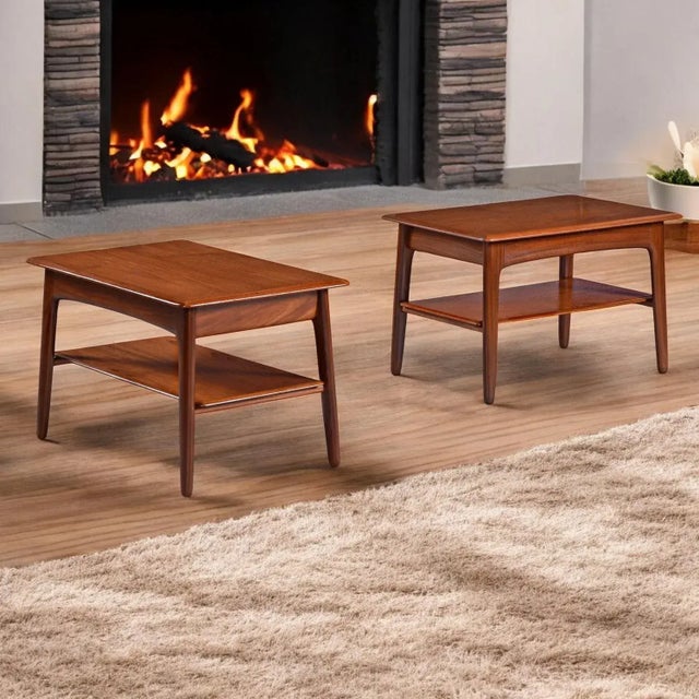 Mid-Century Modern Svend Madsen for Karl Lindegaard Danish Teak End Tables Set For Sale - Image 3 of 10