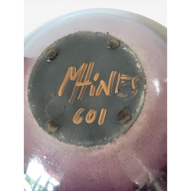 Purple Raku Vessel With Organic Lid by Mark Hines, Signed and Numbered For Sale - Image 12 of 12