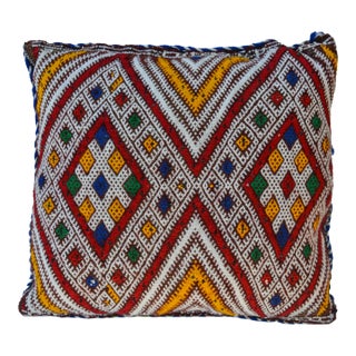Mid 20th Century Moroccan Berber Pillow with Colorful Diamonds For Sale